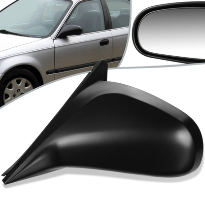 RETROVISOR MIRROR - OEM - 96-00 HONDA CIVIC 4-DOOR - MANUAL - PAINTABLE - BLACK - LEFT