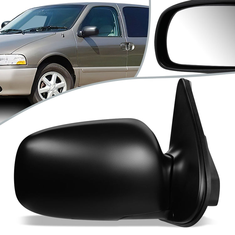 RETROVISOR MIRROR - OEM - 99-02 NISSAN QUEST - MANUAL - BLACK MATERIAL - RIGHT