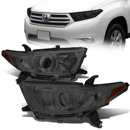 FAROS 11-13 TOYOTA HIGHLANDER - PROJECTOR - 9005 LOW BEAM / H11 HIGH BEAM / 3457A TURN SIGNAL - SMOKE HOUSING / AMBER CORNER