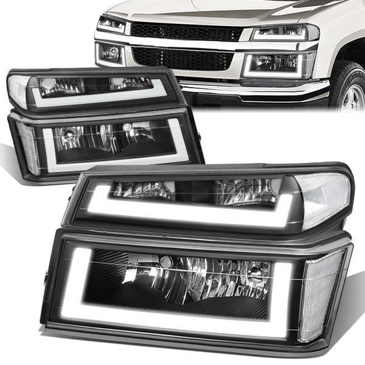 FAROS 04-12 CHEVY COLORADO - LED RUNNING LIGHTS REQUIRE TAPPING INTO EXISTING WIRING - LED DRL - BLACK HOUSING / CLEAR CORNER - 9006 LOW BEAM / 9005 HIGH