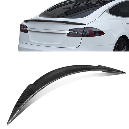 nan TRUNK SPOILER - 12-19 TESLA MODEL S - V-STYLE - CARBON FIBER - BLACK