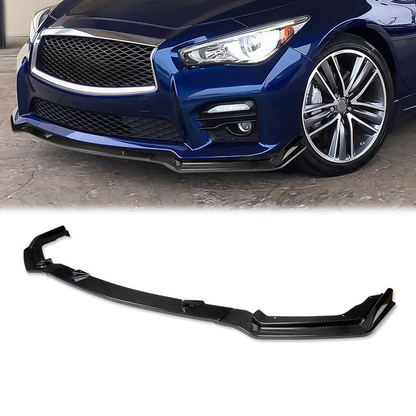 LIP FRONTAL 14-17 INFINITI Q50 - FITS SPORT MODELS ONLY - REQUIRES DRILLING BUMPER FOR INSTALLATION - 3PC - REAL CARBON FIBER