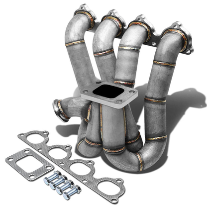 TURBO MANIFOLD TURBO MANIFOLD - SS - HONDA B-SERIES TOP-MOUNT - T3 FLANGE - 60MM V-BAND WASTEGATE - NON-POLISHED