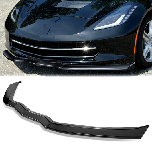 LIP FRONTAL 14-19 CHEVROLET CORVETTE - EXCLUDES ZR1 MODELS - REQUIRES DRILLING BUMPER FOR INSTALLATION - 3PC - PAINTED GLOSS BLACK