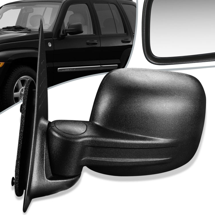 RETROVISOR MIRROR - 02-07 JEEP LIBERTY - MANUAL - OEM - LEFT - TEXTURED/BLACK