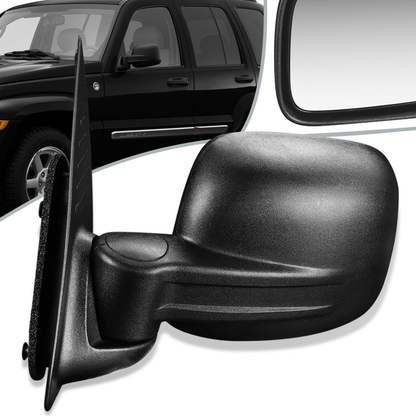 RETROVISOR MIRROR - 02-07 JEEP LIBERTY - MANUAL - OEM - LEFT - TEXTURED/BLACK