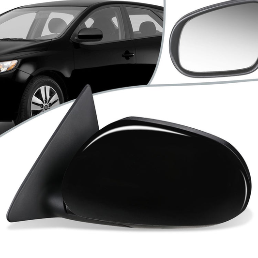 RETROVISOR MIRROR - OEM - 10-13 KIA FORTE KOUP - MANUAL - PAINTABLE - BLACK - LEFT