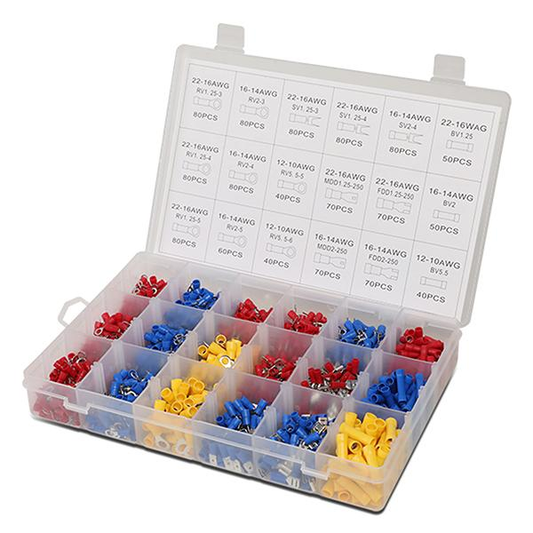 nan WIRE TERMINAL ASSORTMENT - 1200PCS - 22-16 AWG, 14-16 AWG, 10-12 AWG - BLUE, RED, YELLOW