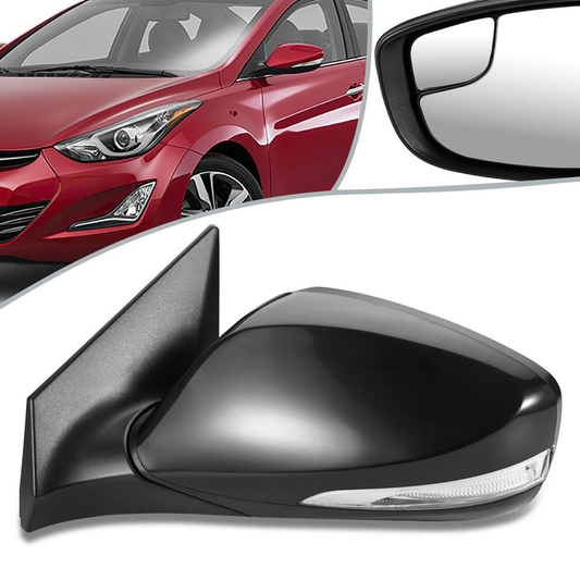 RETROVISOR MIRROR - OEM - 11-13 HYUNDAI ELANTRA - POWERED - HEATED - W/ SIGNAL LIGHT - FOLDING - W/ SPOTTER GLASS - BLACK MATERIAL - LEFT