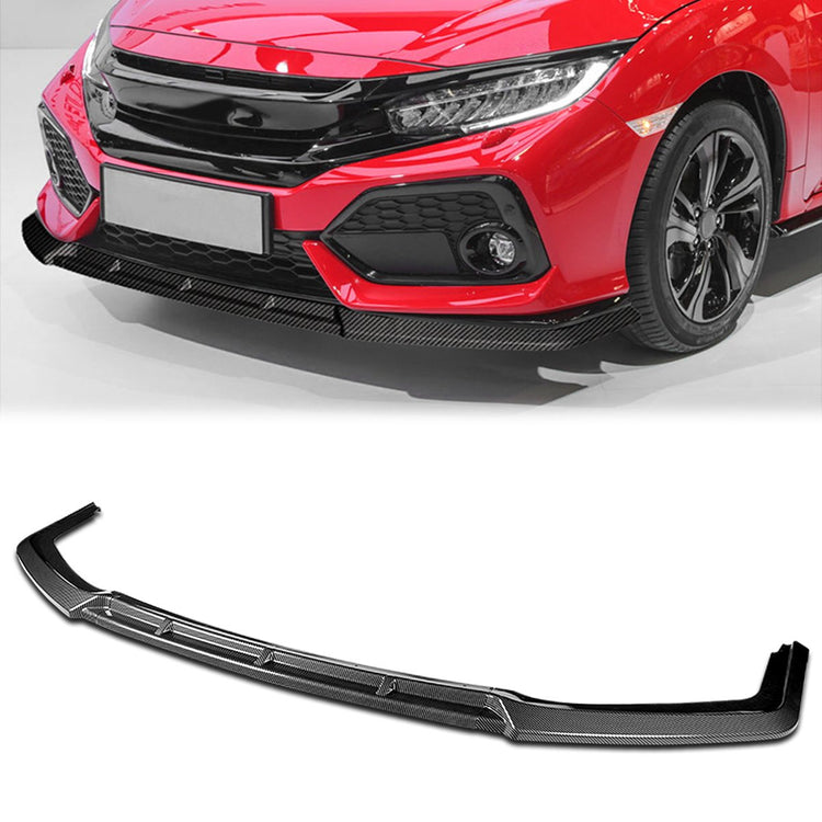 LIP FRONTAL 16-21 HONDA CIVIC - REQUIRES DRILLING BUMPER FOR INSTALLATION - 3PC - CARBON FIBER LOOK