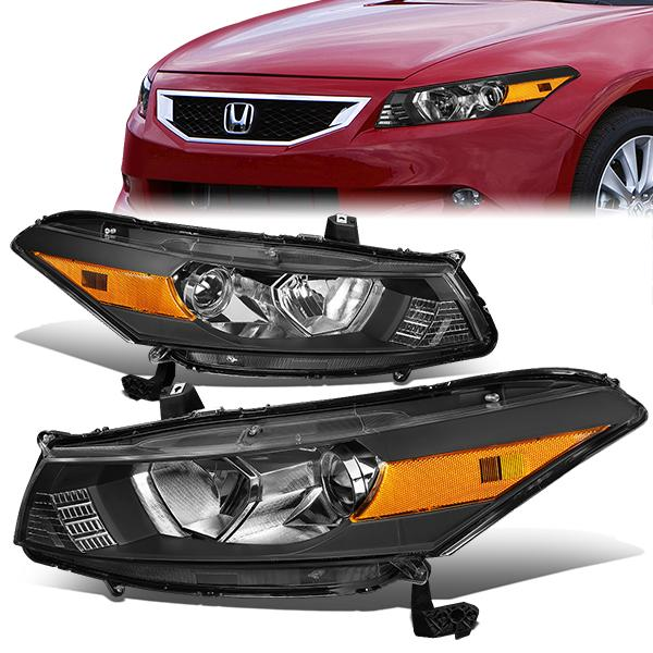FAROS 08-12 HONDA ACCORD 2-DR COUPE - PROJECTOR - 9005 HIGH BEAM / H11 LOW BEAM - BLACK HOUSING / AMBER CORNER