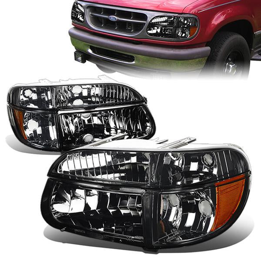 FAROS 95-01 FORD EXPLORER / 1997 MERCURY MOUNTAINEER 2/4-DOOR - 4PC - 9007 LOW BEAM / HIGH BEAM - SMOKE HOUSING / AMBER CORNER