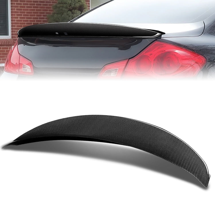 SPOILER CAR TRUNK SPOILER - 07-08 INFINITI G35 SEDAN / 09-13 INFINITI G37 SEDAN / 11-12 INFINITI G25 SEDAN / 2015 INFINITI Q40 SEDAN - CARBON FIBER BLACK