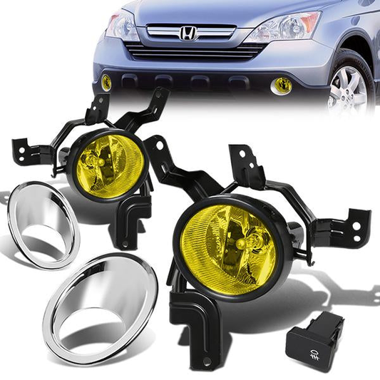 FAROS DE NIEBLA 07-09 HONDA CRV - W/ SWITCH - W/ CHROME BEZEL - H11 BULB - AMBER