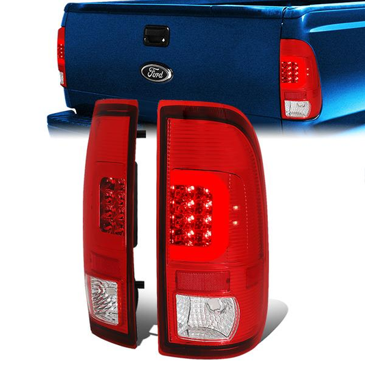 FAROS TRASEROS 08-16 FORD F-250, F-350, F-450, F-550 - SUPER DUTY / 09-16 FORD F-350, F-450 / 15-16 FORD F-550 - C-BAR - 3D - LED - CHROME / RED