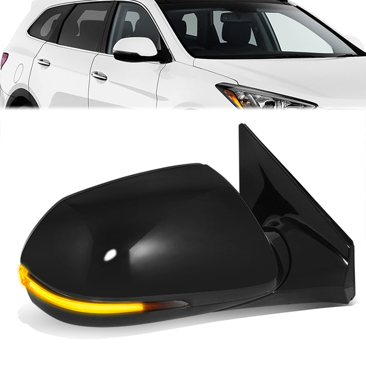 RETROVISOR MIRROR - OE STYLE - HYUNDAI SANTA FE 13-16 - WITH POWER WITH HEATED GLASS WITH TURN SIGNAL WITH BLIND SPOT - PASSENGER SIDE - PAINT TO MATCH - BLACK