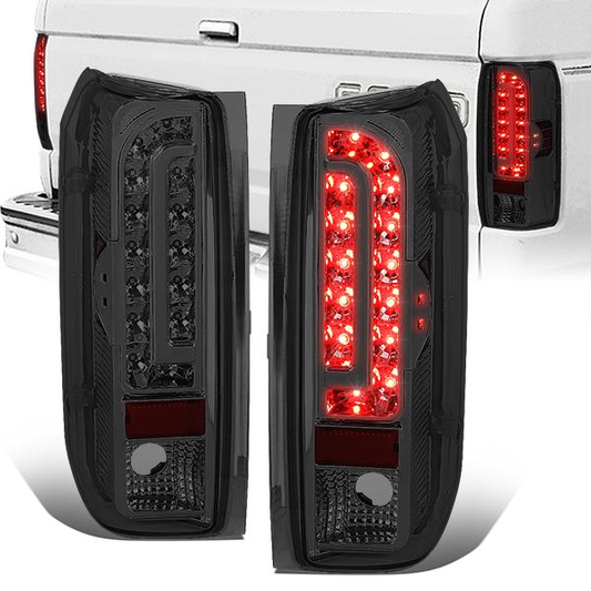 FAROS TRASEROS 90-96 FORD F-150 / 90-97 FORD F-250 / 90-97 FORD F-350 / 90-96 FORD BRONCO / 90-97 FORD F SUPER DUTY - FITS STYLESIDE MODELS ONLY - LED - CHROME / SMOKE