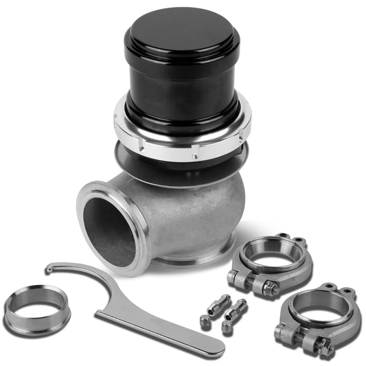 VALVULA DE ALIVIO WASTEGATE - 45MM - CAST STEEL - TALL - V-BAND - 14PSI - BLACK