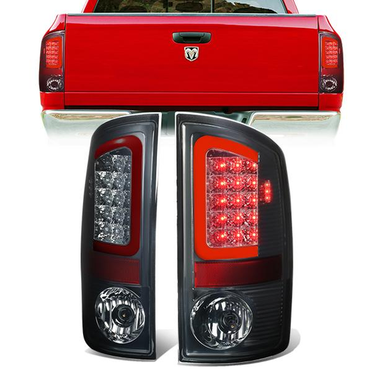 FAROS TRASEROS 07-08 DODGE RAM 1500 / 07-09 DODGE RAM 2500 , 3500 - RED C-BAR - 3D - U-HALO LED - CHROME / SMOKE
