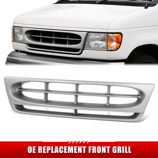 PARRILLA GRILLE - FD ECNOLNE VAN '92-'96/'97-'07/ GRILLE ASS'Y 97-02/ SILVER/GRAY/ (SEAL BEAM HEAD LIGHT)//PARTS.NO,FO1200338//OEM NO,F8UZ8200BAA