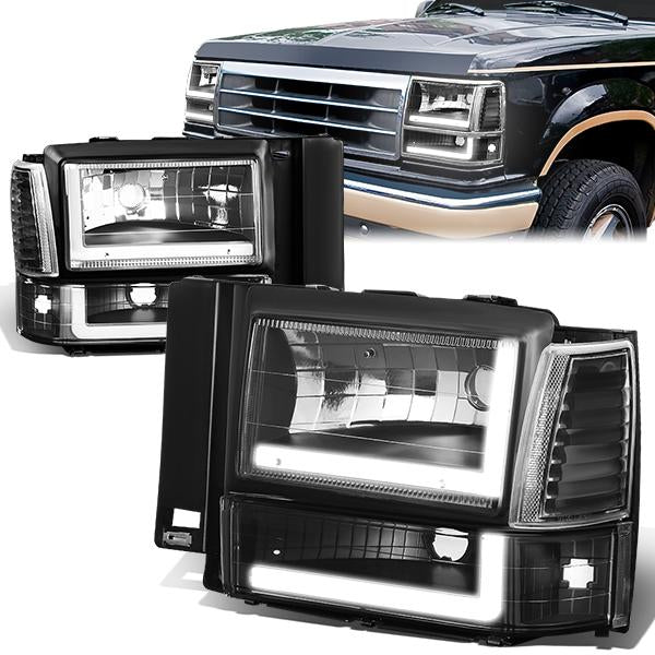FAROS 91-94 FORD EXPLORER - LED RUNNING LIGHTS REQUIRE TAPPING INTO EXISTING WIRING - LED DRL - BLACK HOUSING / CLEAR CORNER - 9004 LOW BEAM / 9004 HIGH BEAM