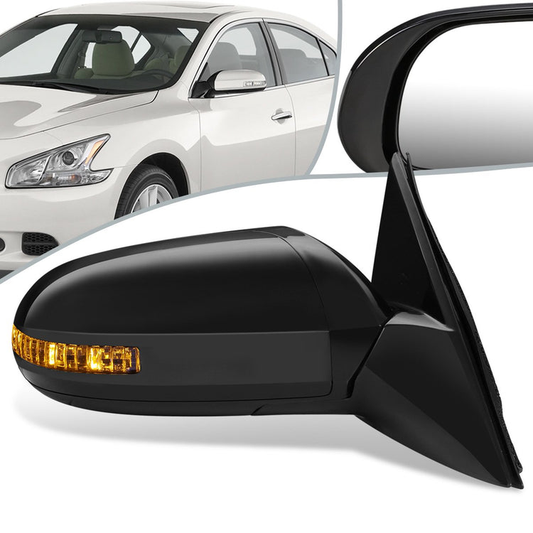 RETROVISOR MIRROR - OEM - 09-15 NISSAN MAXIMA - POWERED - W/ SIGNAL LIGHT - FOLDING - BLACK MATERIAL - RIGHT