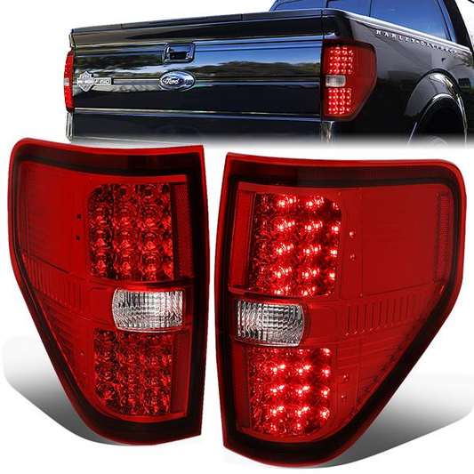 FAROS TRASEROS 09-14 FORD F-150 - FULL LED - LED - CHROME / RED