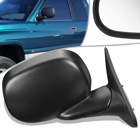 RETROVISOR MIRROR - OEM - 98-01 DODGE RAM 1500 / 98-02 DODGE RAM 2500, 3500 - POWERED - HEATED - TEXTURED - BLACK - RIGHT