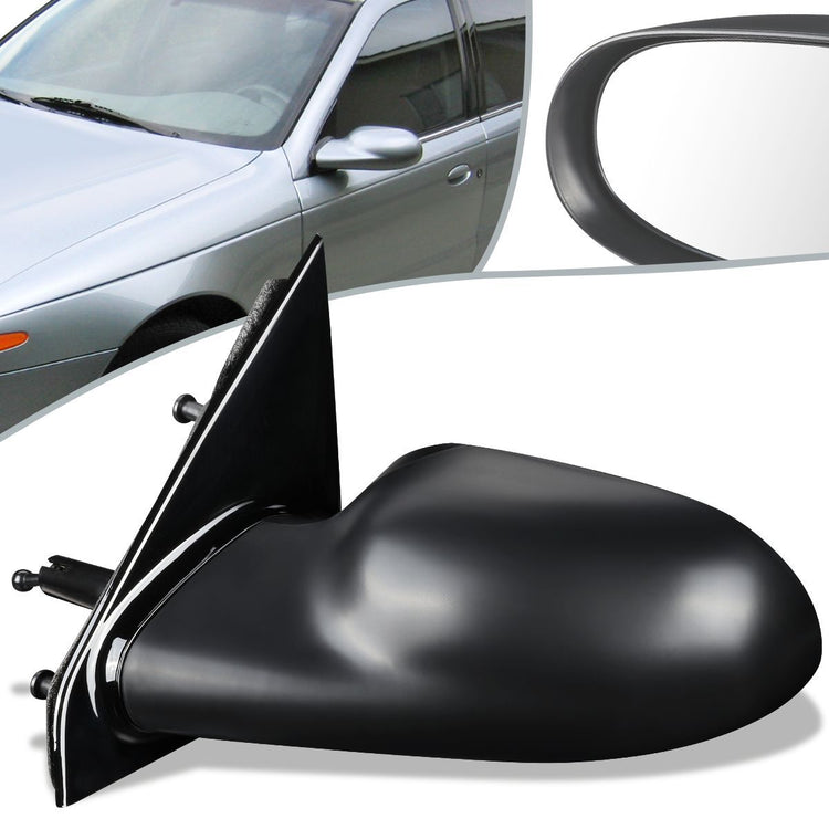 RETROVISOR MIRROR - OEM - 01-05 SATURN L SEDAN / 2004 SATURN L300 / 2000 SATURN LS SEDAN / 00-03 SATURN LW WAGON - MANUAL - PAINTABLE - BLACK - LEFT