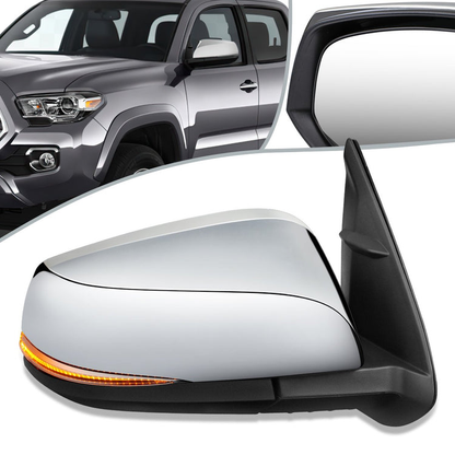 RETROVISOR MIRROR - OEM - 16-17 TOYOTA TACOMA - POWER MIRROR ADJUSTMENT - HEATED - W/ SIGNAL LIGHT - FOLDING - W/O PUDDLE LIGHT - ONLY FITS VEHICLES W/ MATCHING FUNCTIONS AS MIRROR - RIGHT - BLACK / CHROME COVER