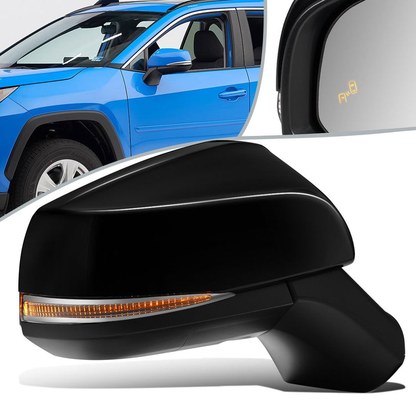 RETROVISOR MIRROR - OEM - 19+ TOYOTA RAV4 - POWERED - HEATED - W/ SIGNAL LIGHT - W/ BSD - FOLDING - RIGHT - BLACK MATERIAL