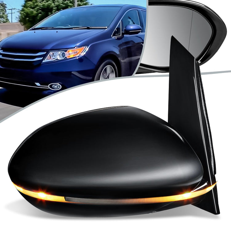 RETROVISOR MIRROR - OEM - 11-13 HONDA ODYSSEY - POWERED - HEATED - W/ SIGNAL LIGHT - W/ MEMORY - W/ FOLDING - W/ ASPHERICAL GLASS - BLACK MATERIAL - RIGHT