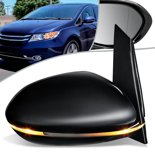 RETROVISOR MIRROR - OEM - 11-13 HONDA ODYSSEY - POWERED - HEATED - W/ SIGNAL LIGHT - W/ MEMORY - W/ FOLDING - W/ ASPHERICAL GLASS - BLACK MATERIAL - RIGHT