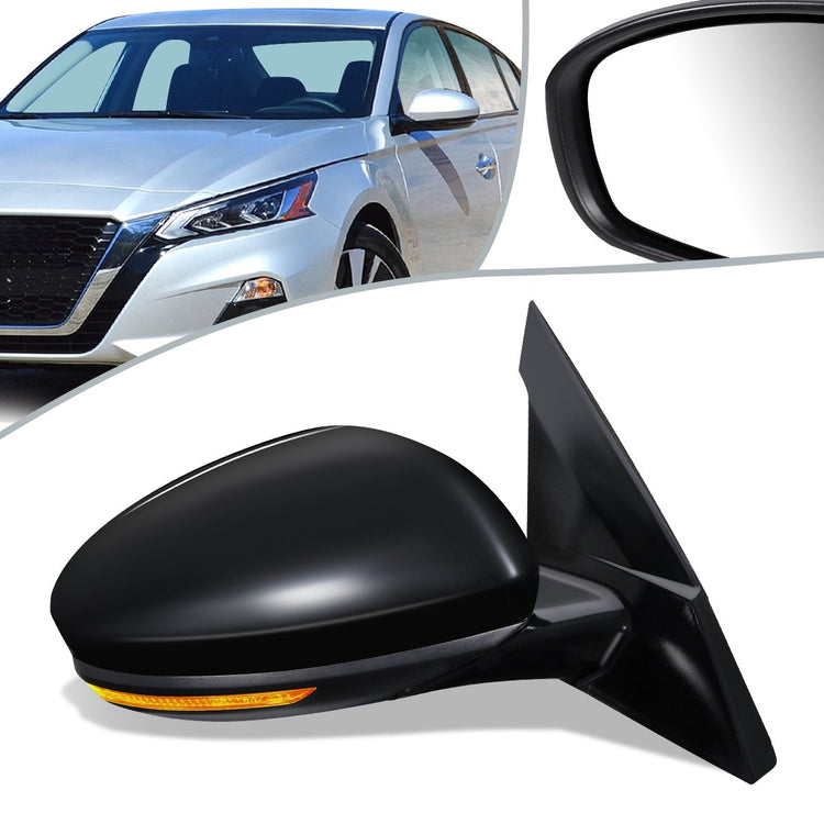 RETROVISOR MIRROR - OEM - 19+ NISSAN ALTIMA 4-DR - POWERED - HEATED - W/ SIGNAL LIGHT - FOLDING - BLACK MATERIAL - RIGHT