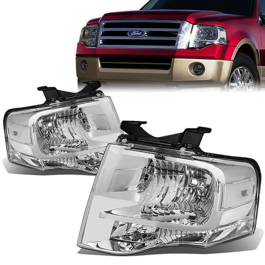 FAROS 07-14 FORD EXPEDITION 4-DOOR - H13 LOW BEAM / HIGH BEAM - CHROME HOUSING / CLEAR CORNER