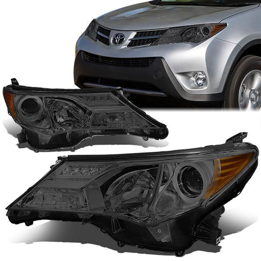 FAROS 13-15 TOYOTA RAV4 - PROJECTOR - H11 LOW BEAM / 9005 HIGH BEAM / 3457A TURN SIGNAL - SMOKE HOUSING / AMBER CORNER