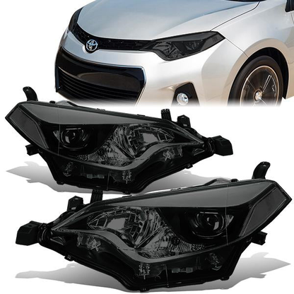 FAROS 14-16 TOYOTA COROLLA SEDAN - PROJECTOR - LED LOW BEAM / 9005 HIGH BEAM - 7444NA TURN SIGNAL - SMOKE HOUSING / CLEAR CORNER