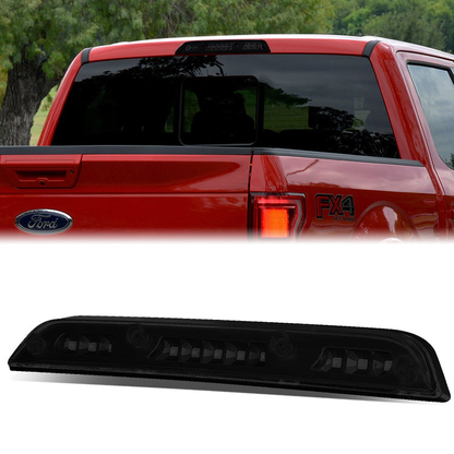 LUZ DE FRENO 15-20 FORD F-150, EXCLUDES RAPTOR MODELS /17-20 F-250, F-350, F-450, F-550 SUPER DUTY MODELS - ONLY FITS MODELS WITH FACORY LED THIRD BRAKE LIGHT - LED - BLACK / SMOKE