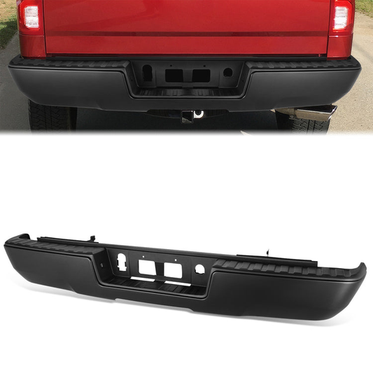 DEFENSA TRASERA BLACK - 14-18 CHEVROLET SILVERADO 1500 / 19 CHEVROLET SILVERADO 1500 LD / 14-18 GMC SIERRA 1500 / 19 GMC SIERRA 1500 LIMITED - WITHOUT REAR PARKING SENSOR HOLES