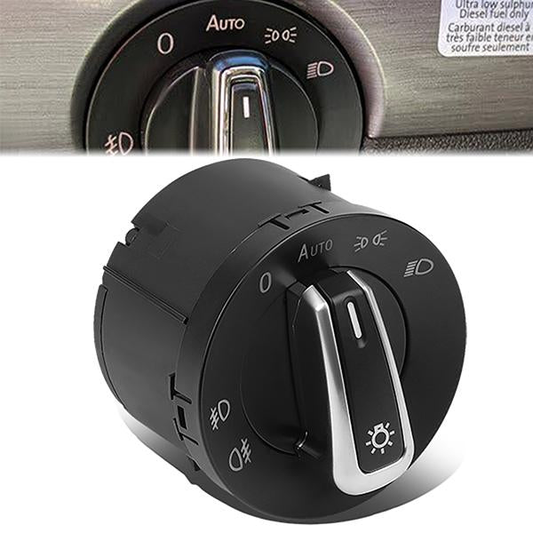 INTERRUPTOR ELEVADOR ELECTRICO HEADLIGHT CONTROL SWITCH - 11-15 VOLKSWAGEN JETTA - W/ AUTOMATIC HEADLIGHTS, W/ FRONT FOG LIGHTS, W/ REAR FOG LIGHT - BLACK