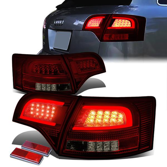 FAROS TRASEROS 05-08 AUDI S4 , A4 , A4 QUATTRO - 3D - TRON STYLE LED - SMOKE / RED