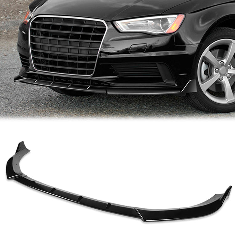 LIP FRONTAL 14-16 AUDI A3 - REQUIRES DRILLING BUMPER FOR INSTALLATION - 3PC - PAINTED GLOSS BLACK