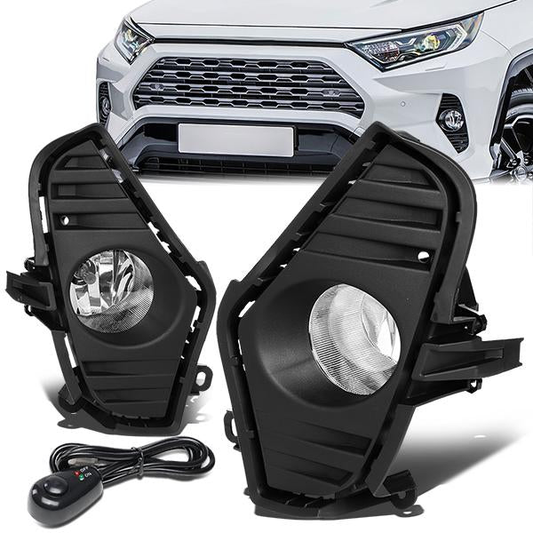 FAROS DE NIEBLA 19-20 TOYOTA RAV4, LE, XLE, LIMITED, SXE, SE MODELS - DOES NOT FIT ADVENTURE, TRD, TRAIL MODELS - WITH SWITCH, BLACK BEZEL - CHROME / CLEAR