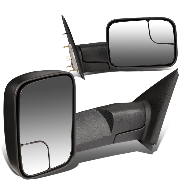 RETROVISORES EXTENDIBLES TOWING MIRROR - 02-08 DODGE RAM 1500 / 03-09 RAM 2500, 3500 - PAIR - MANUAL W/O HEATED W/O SIGNAL - BLACK