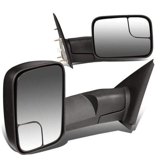 RETROVISORES EXTENDIBLES TOWING MIRROR - 02-08 DODGE RAM 1500 / 03-09 RAM 2500, 3500 - PAIR - MANUAL W/O HEATED W/O SIGNAL - BLACK