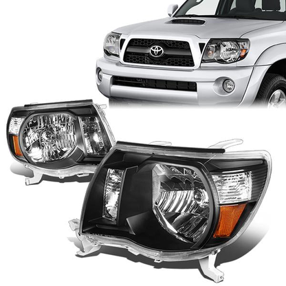 FAROS 05-11 TOYOTA TACOMA - OE STYLE - H4 HIGH / LOW BEAM / 4157NA TURN SIGNAL - BLACK HOUSING / AMBER CORNER