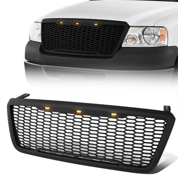 PARRILLA GRILLE - 04-08 FORD F-150 - HONEYCOMB MESH - W/ LED LIGHTS - MATTE BLACK