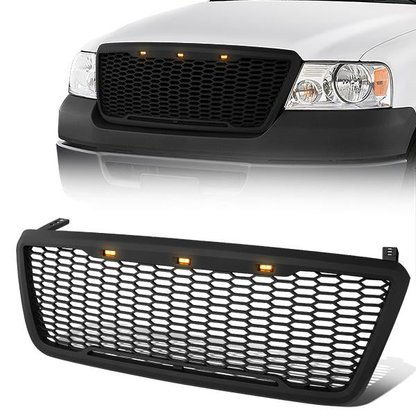 PARRILLA GRILLE - 04-08 FORD F-150 - HONEYCOMB MESH - W/ LED LIGHTS - MATTE BLACK