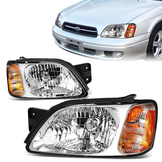 FAROS 00-04 SUBARU LEGACY GT 4-DOOR - CHROME HOUSING / AMBER CORNER - 9007 LOW BEAM / HIGH BEAM