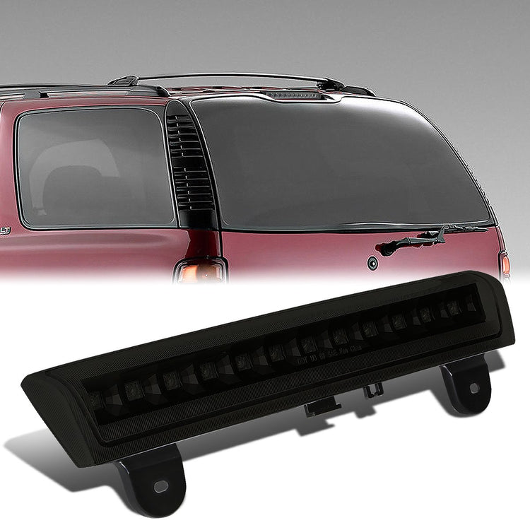 LUZ DE FRENO 00-06 CHEVY SUBURBAN 1500, 2500, CHEVY TAHOE, GMC YUKON, GMC YUKON XL 1500, 2500 - FITS LIFTGATE MODEL REAR DOORS ONLY - LED - BLACK / SMOKE